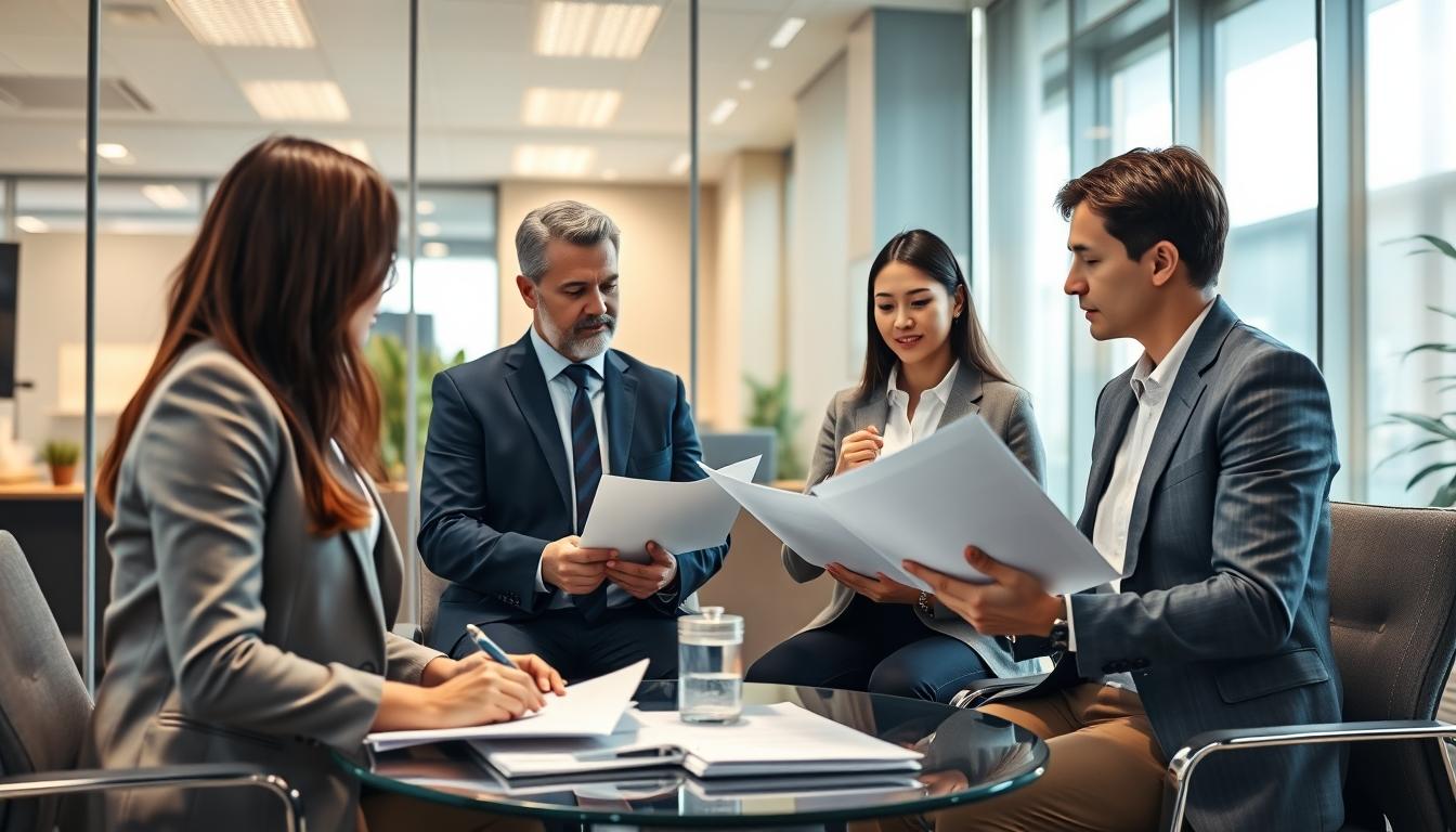 Family reviewing legal documents